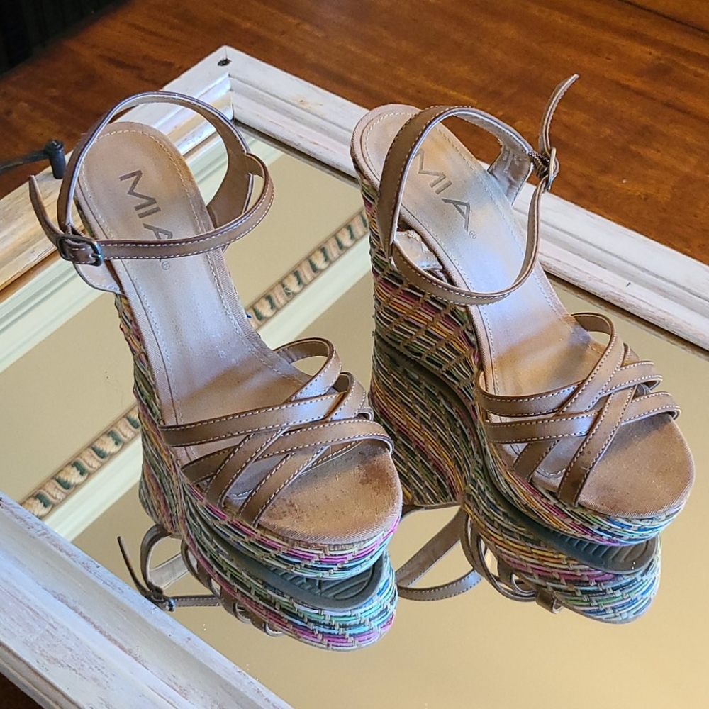MIA Leather and Rainbow Sandal Espadrilles
